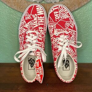 VANS Men's Doheny Off The Wall Print Red/White Size 8 Sneaker